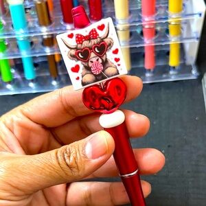 Red Heart and Cow Design Pen